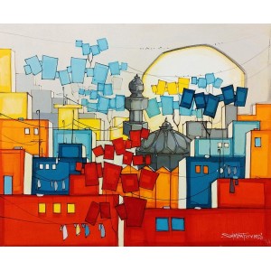 Salman Farooqi, 30 x 36 Inch, Acrylic on Canvas, Cityscape Painting, AC-SF-353